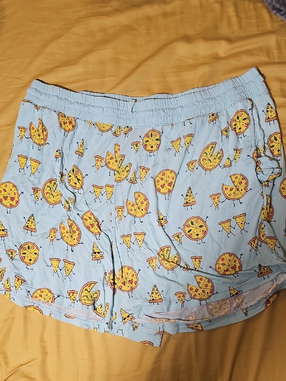 Little Sleepies Light Blue Pizza-Print Women’s Athletic Shorts